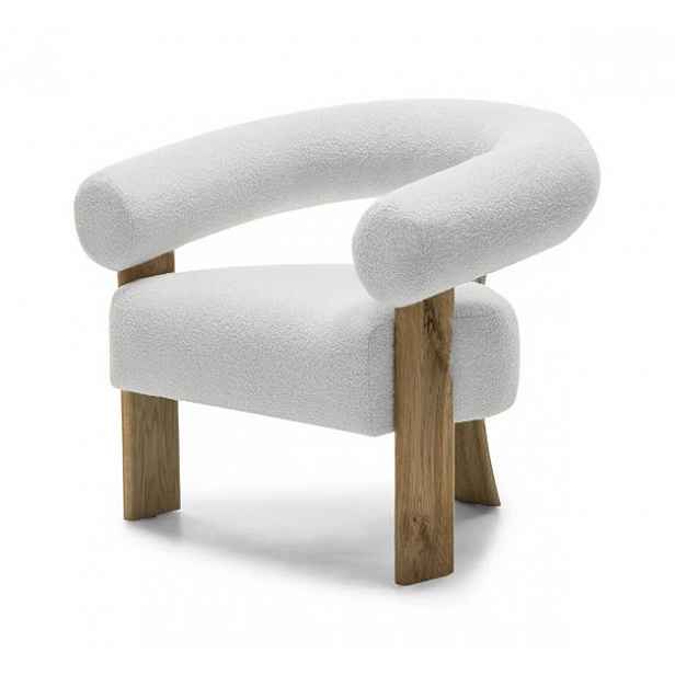 Bílé designové křeslo KOKEI, dub