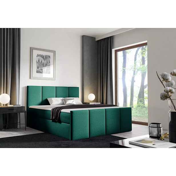 Postel s matrací a roštem LOLA - 140x220, zelená 2 + topper ZDARMA