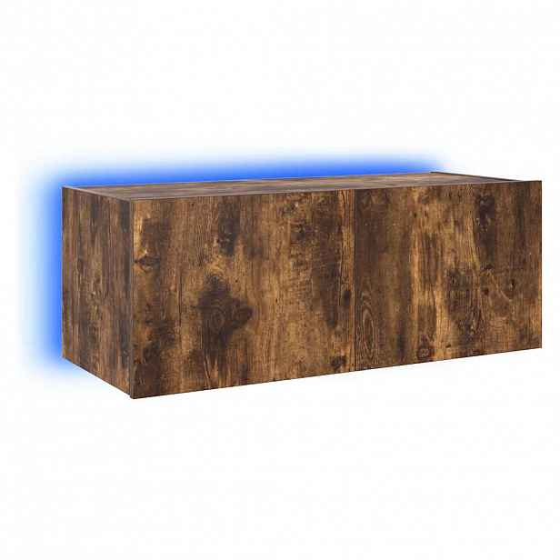 vidaXL Nástěnná TV skříňka s LED osvětlením kouřový dub 80x35x31 cm