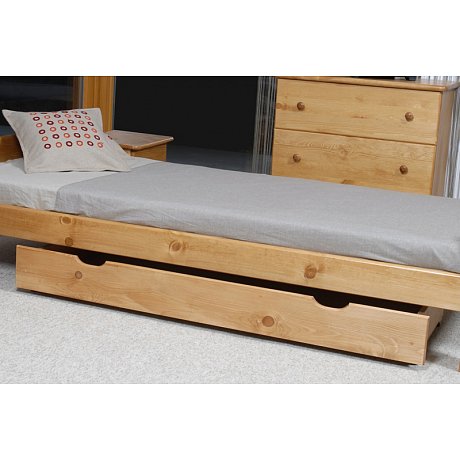 Úložný prostor pod postel 150 cm, masiv borovice/moření olše