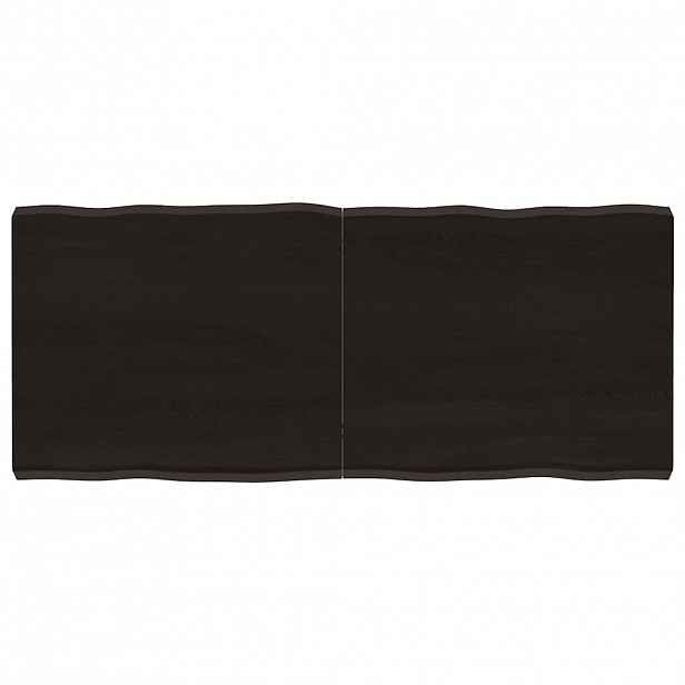 vidaXL Stolní deska tmavě hnědá 140x60x(2-6)cm ošetřený dub živá hrana