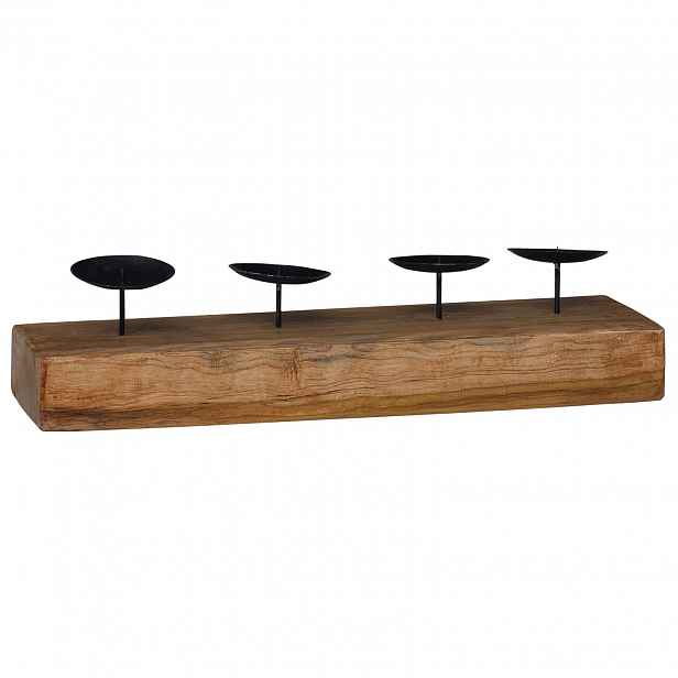 vidaXL Svícen Přírodní 50 x 15 x 10 cm Masivní teakové dřevo