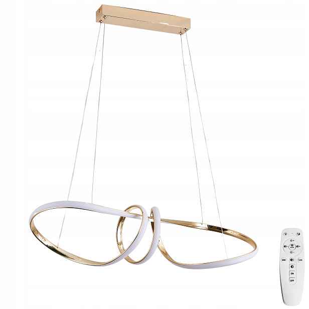 Stropní Svítidlo moderní závěsná Led Lustr Dálkový Ovladač 70 cm zlatá nad stůl
