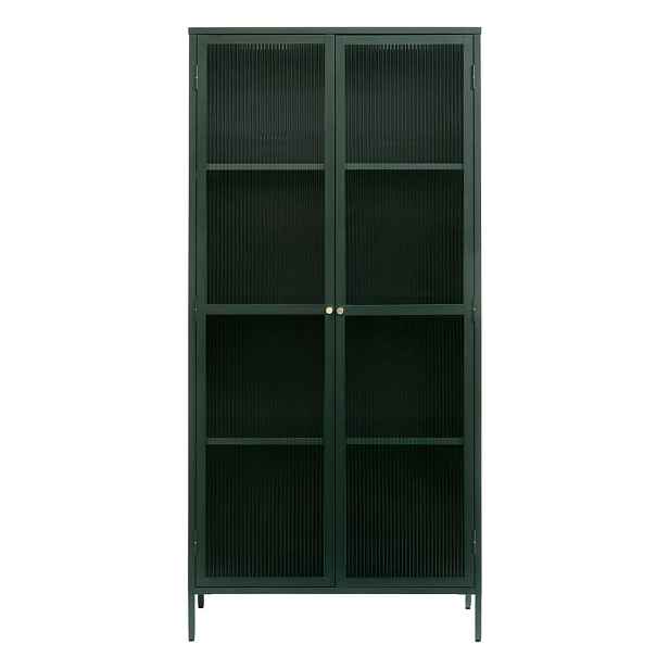 Tmavě zelená kovová vitrína 90x190 cm Bronco – Unique Furniture