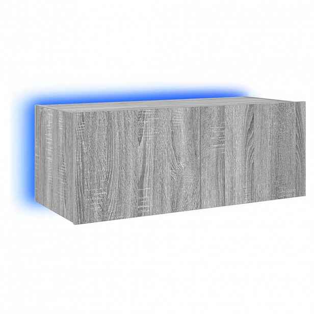 vidaXL Nástěnná TV skříňka s LED osvětlením šedá sonoma 80x35x31 cm