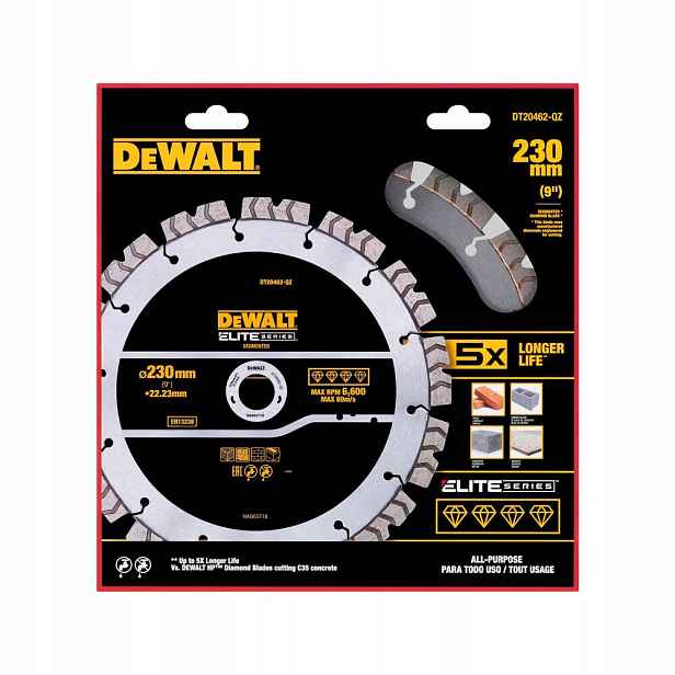 Diamantový kotouč na řezání betonu 230/25,4 mm DeWalt [DT20462-QZ]