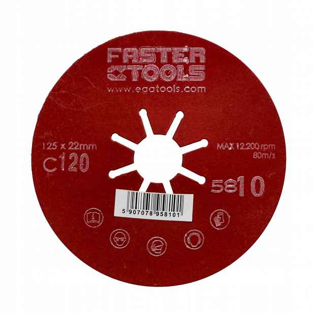 Faster Tools brusný kotouč vroubkovaný 125 mm g. 120, 100 ks