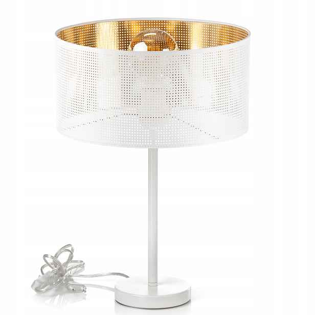 Noční Lampa Stolní Ažurová Stínidlo S Dírkami 30 Zlatá Led Polská E27