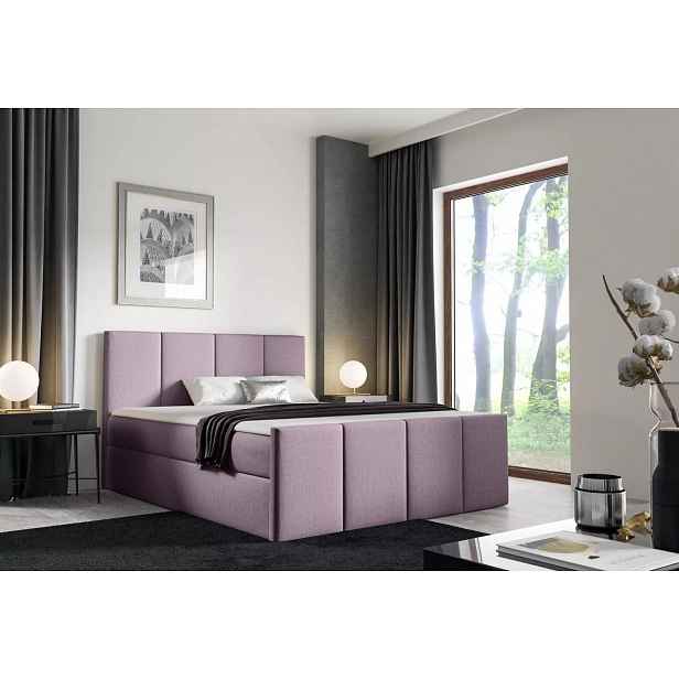 Postel s matrací a roštem LOLA - 140x220, fialová 2 + topper ZDARMA