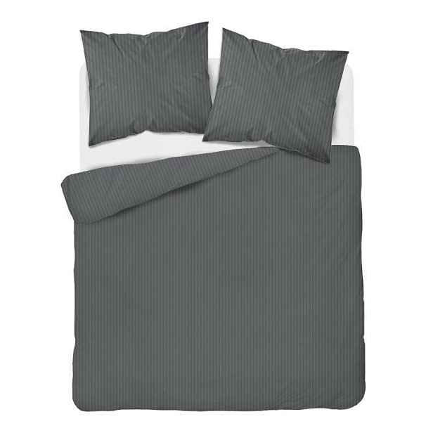 Povlečení damaškové 180x200 šedé tmavé jednobarevné proužky 1cm Pure