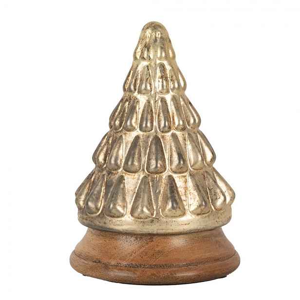 Skleněná vánoční dekorace zlatého stromečku - 13*19 cm  Clayre & Eef