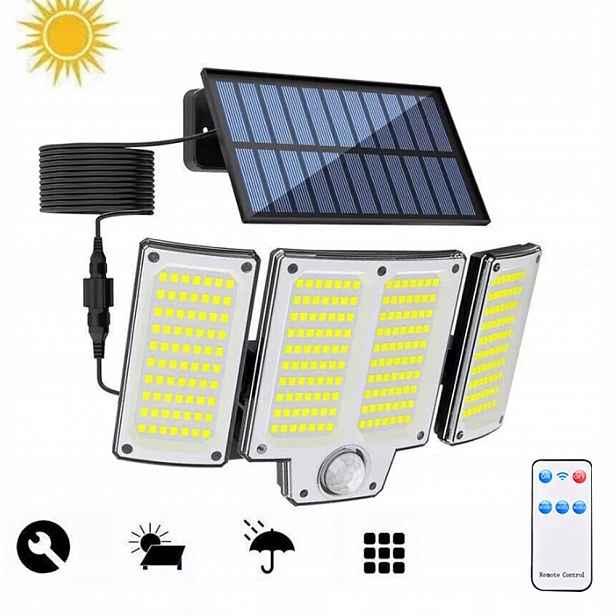 Solární Lampa Halogenový Senzor Pohybu Soumraku 280 Led Pro Zahradu Do Garáže