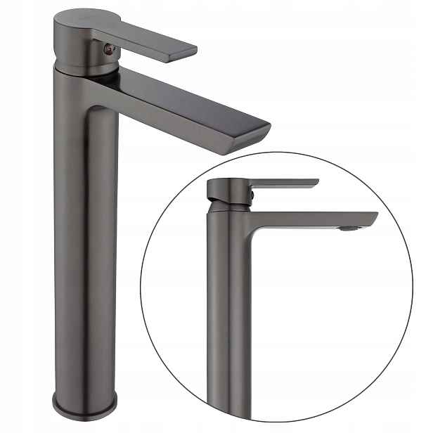 Umyvadlová Baterie Šedá Vysoká 28,5 cm Rea Argus Titan Pvd Dosah 9,4 cm