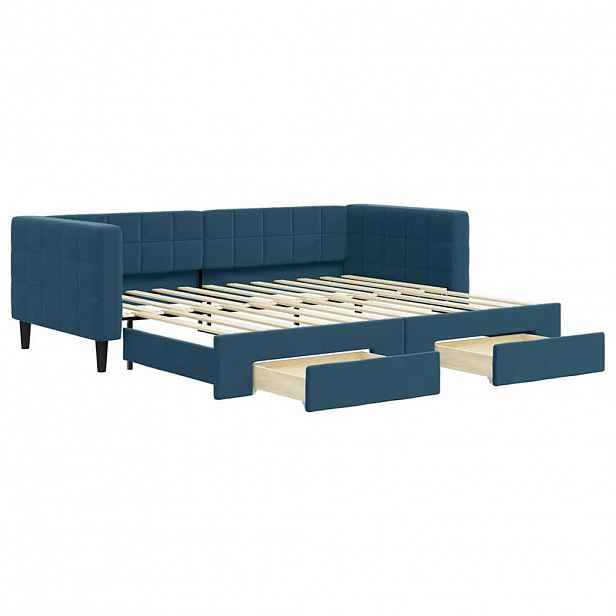 vidaXL Válenda s přistýlkou a zásuvkami modrá 90 x 200 cm samet