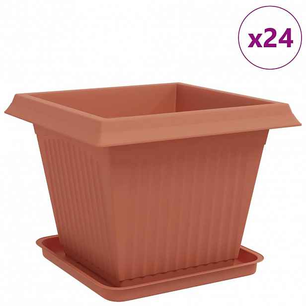 vidaXL Květináče 24 ks Cihlově červená Plast