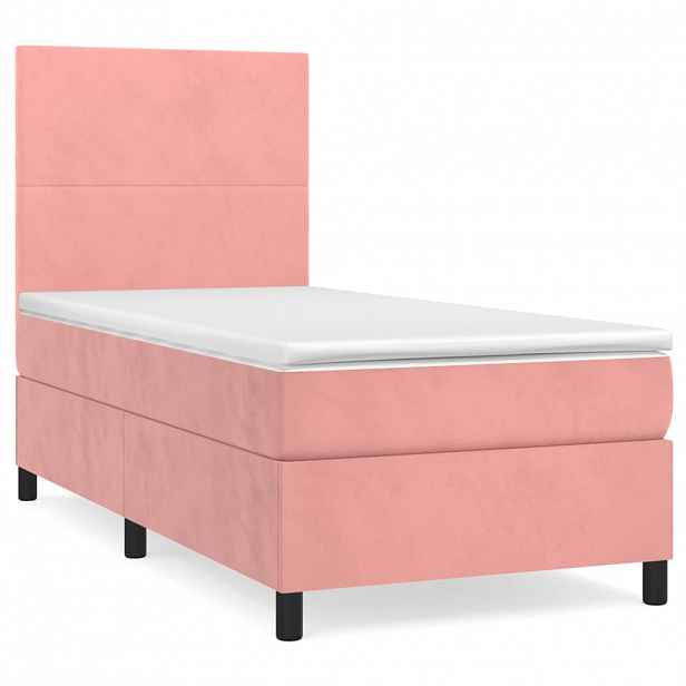 vidaXL Box spring postel s matrací růžová 100x200 cm samet