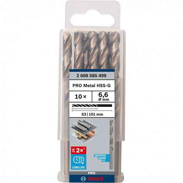 Bosch - Sada vrtáků do kovu, 6,6x101 mm, 10 ks 2608585499