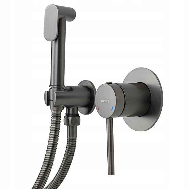 Podomítková bidetová baterie Corsan Lugo CMB7570GM GunMetal s hadicí