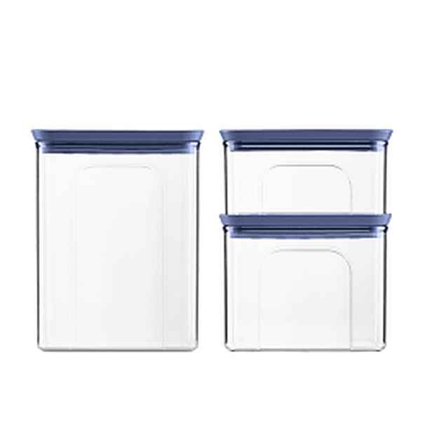 STEFANPLAST Sada 3 obdélníkových dóz Tosca, transparetní/modré