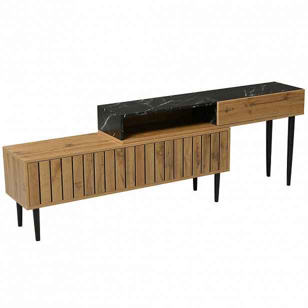 Urban Meuble SIDEBOARD s efektem černého mramoru, 3 zásuvky