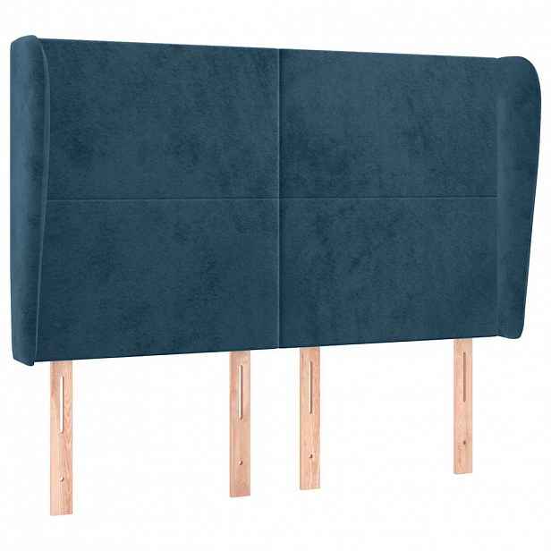 vidaXL Čelo postele typu ušák tmavě modrá 147x23x118/128 cm samet