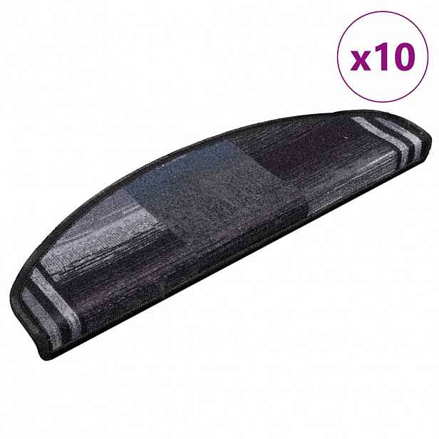 vidaXL Nášlapy na schody samolepicí 10 ks 65x21x4 cm černošedé