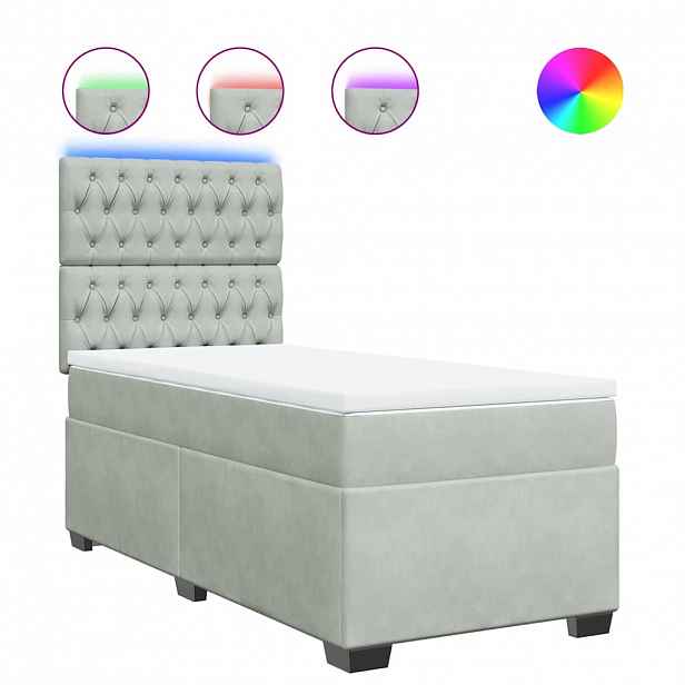 vidaXL Box spring postel s matrací světle šedá 90x190 cm samet