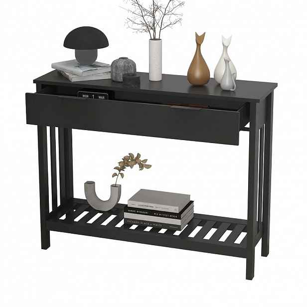 Konzole Creative Home obdélníková 100 x 30 x 75,5 cm Černé dřevo, černá