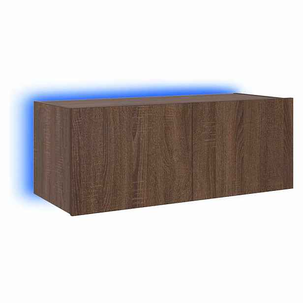 vidaXL Nástěnná TV skříňka s LED osvětlením hnědý dub 80 x 35 x 31 cm