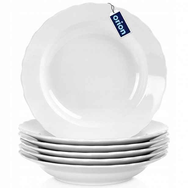 6 x Hluboký Obědový talíř na polévku porcelánový, bílý, sada talířů 350 ml