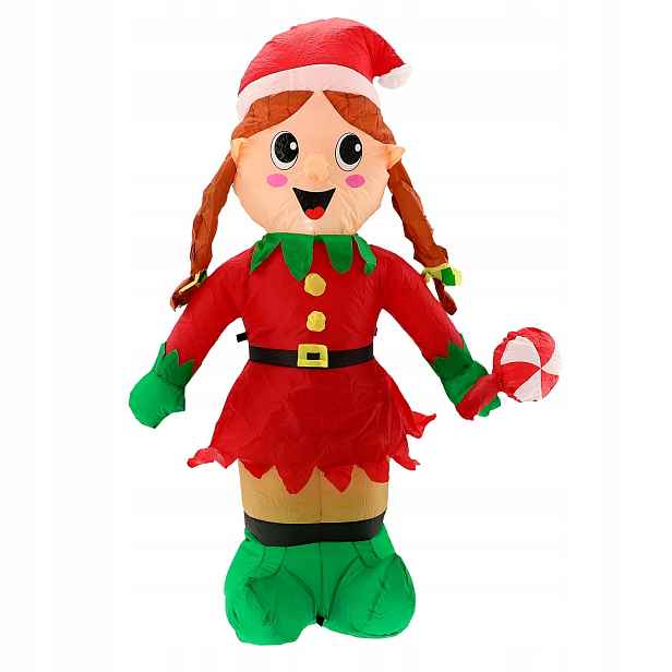 Nafukovací Vánoční Elf S Osvětlením Velký 150 cm Vánoční Dekorace