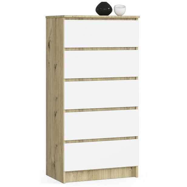 Komoda skříňka K60 5 zásuvek artisan-bílá Akd