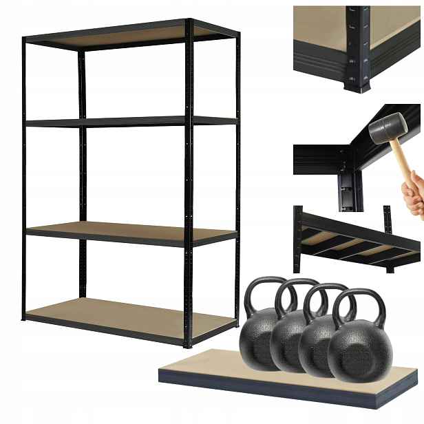 Kovový regál Black Premium garážový stojan Helios 180x110x60 cm 4Px400 kg