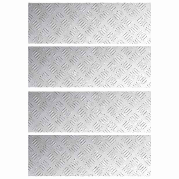 vidaXL Schodové nášlapy 4 ks 60 x 20 cm Stříbrná Hliník Obdélníkový