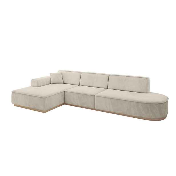 ALTDECOR ROHOVÁ SEDAČKA s otomanem, levá IREA-L2 327x165x80 Béžová Velur