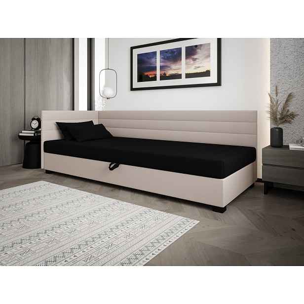 Čalouněná postel 80x195 KASANDRA PLUS 1 s úložným prostorem - černá / ecru