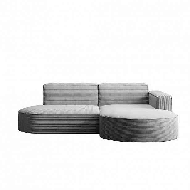 Kaiser Möbel ROHOVÁ SEDAČKA designová MODENA STUDIO, manšestrová tkanina Poso, Stříbrná, Pravá strana