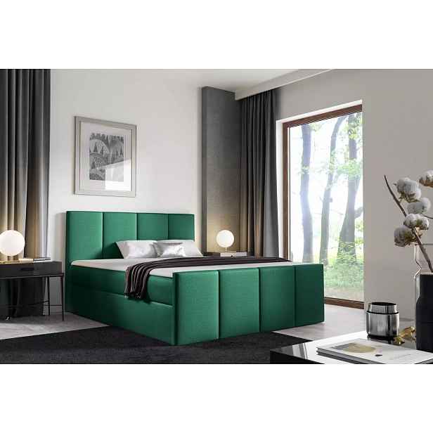 Postel s matrací a roštem LOLA - 160x220, zelená 1 + topper ZDARMA