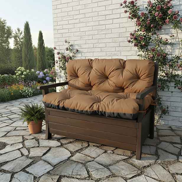 Prošívané sezení JONAS color 44 CAPPUCCINO různé rozměry, polstr na zahradní lavici - sedák s opěrkou, Mybesthome Rozměr: 200x60x50 cm