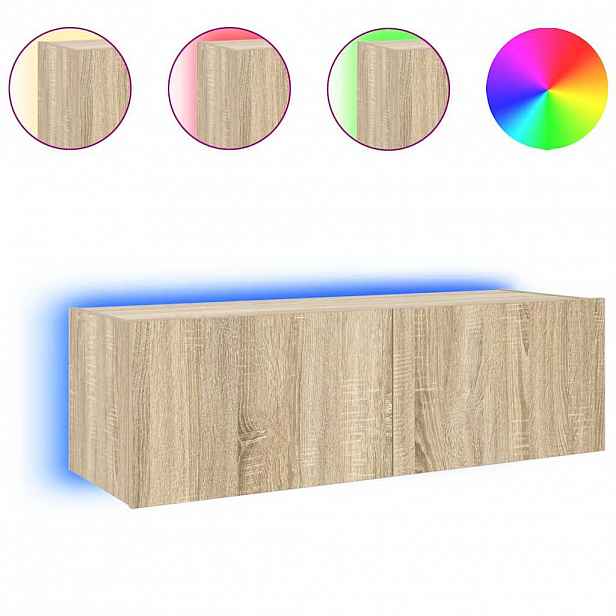 vidaXL Nástěnná TV skříňka s LED osvětlením dub sonoma 100x35x31 cm