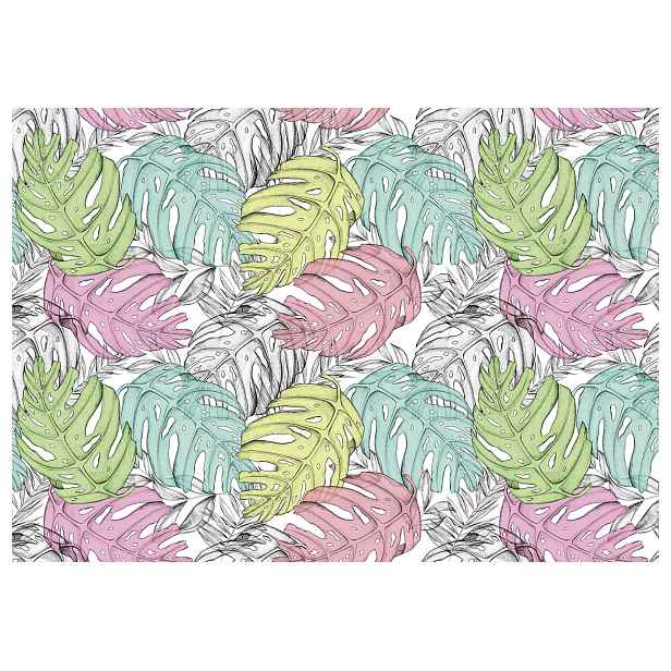 Fototapeta flizelina Monstera pastelové listy na bílém pozadí 368x280 lepidlo