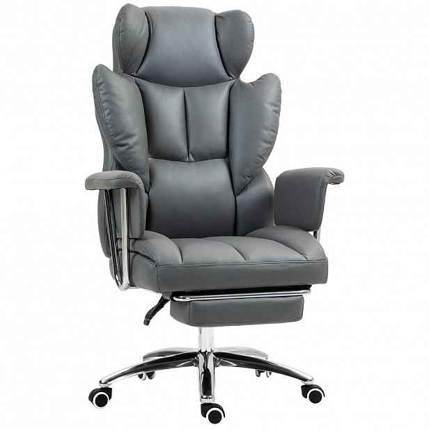 HOMCOM KANCELÁŘSKÁ ŽIDLE s polohovací funkcí, ergonomická kancelářská židle, otočná židle tmavě šedá