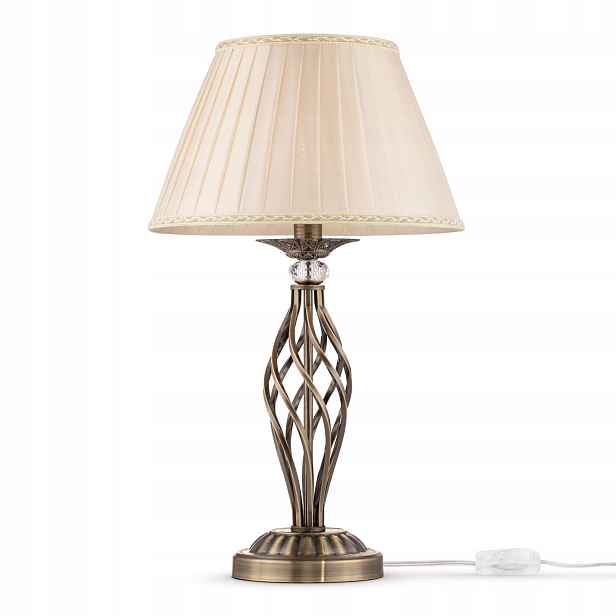 Klasická zlatá stolní lampa s béžovým stínidlem do obývacího pokoje 55 cm Maytoni
