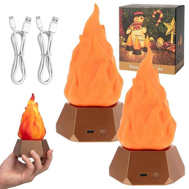 Noční Lampa s ohněm, 1200 mAh, dobíjecí, 2 kusy, žlutá