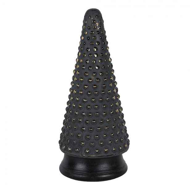 Skleněná vánoční dekorace černozlatého stromečku - 14*31 cm Clayre & Eef