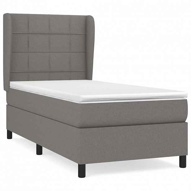 vidaXL Box spring postel s matrací tmavě šedá 90x190 cm textil