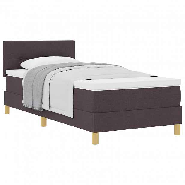 vidaXL Postel s boxspringem s polštářem Tmavě hnědá 90 x 190 cm textil
