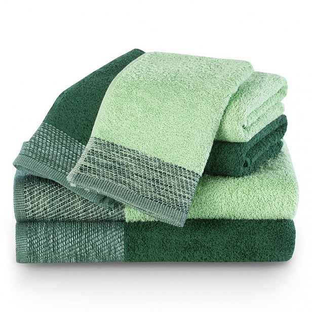 AmeliaHome Sada ručníků a osušek Aria tmavě zelená/pistáciová