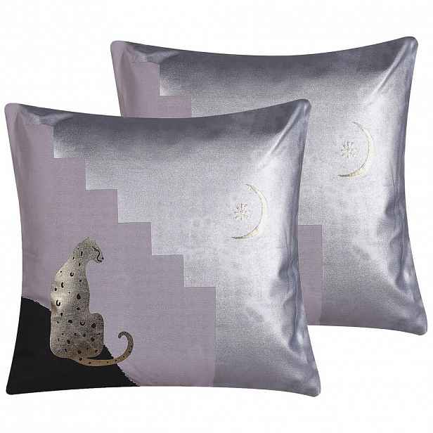 Beliani DEKORATIVNÍ POLŠTÁŘ sada 2 ks Šedý 45/45 cm Digitalis