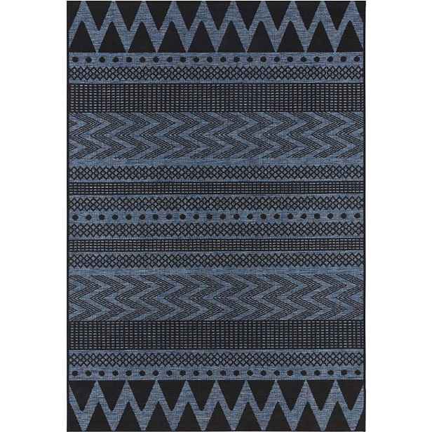 Koberec na terasu 230 x 330 cm, typ sisal, modročerný